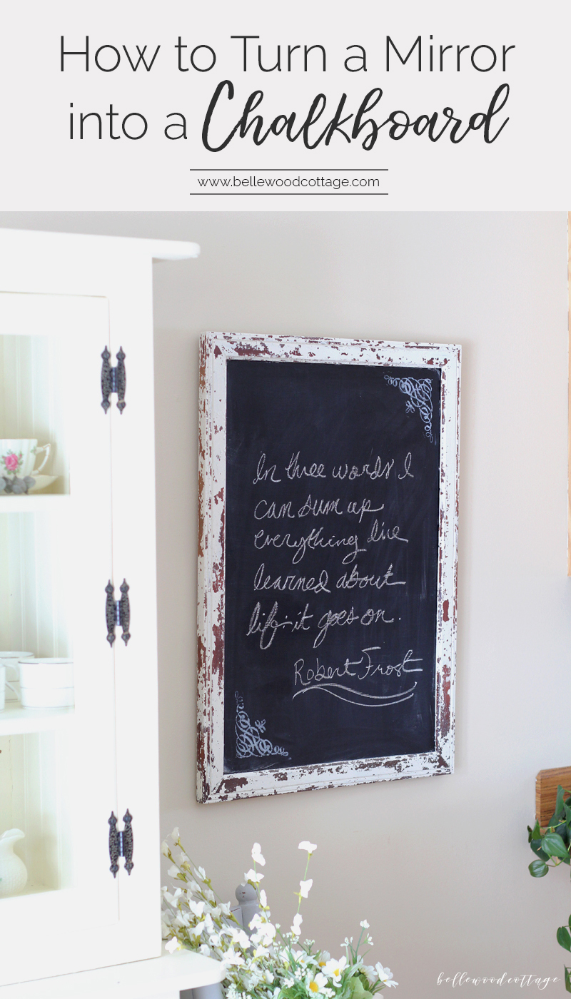 Sometimes it takes a few tries to get a diy project juuust right. Learn how I re-purposed a vintage mirror in this tutorial sharing how to turn a mirror into a chalkboard. A super simple weekend project from BellewoodCottage.com.