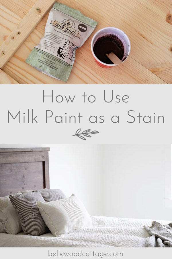 Using non-toxic milk paint to stain raw wood gives great results and is easy to do. Visit BellewoodCottage.com to learn how! #BellewoodCottage #diytutorial #milkpaint #mmsmp #nontoxicpaint