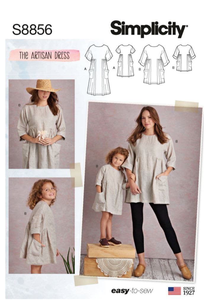 Simplicity easy-to-sew mommy & me tunic and dress sewing pattern.