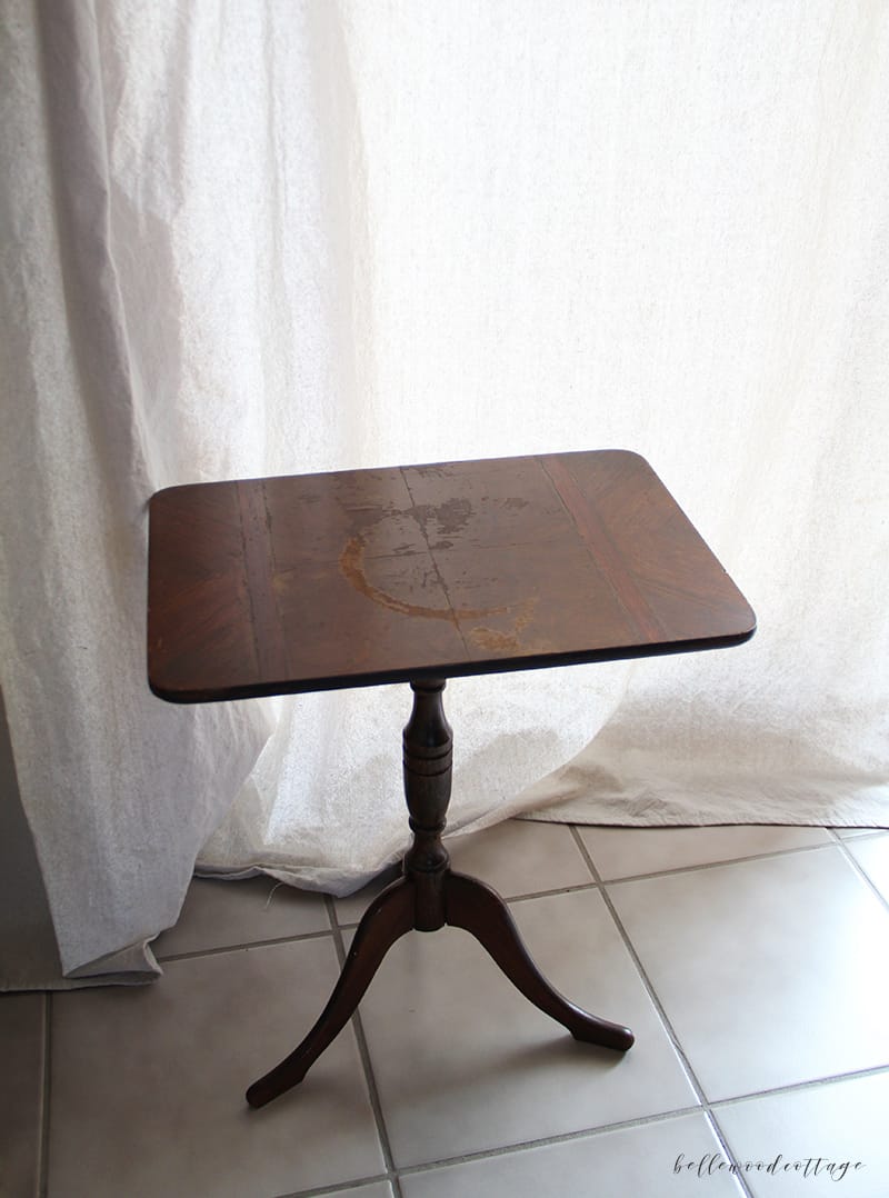 Before photo of water stained table