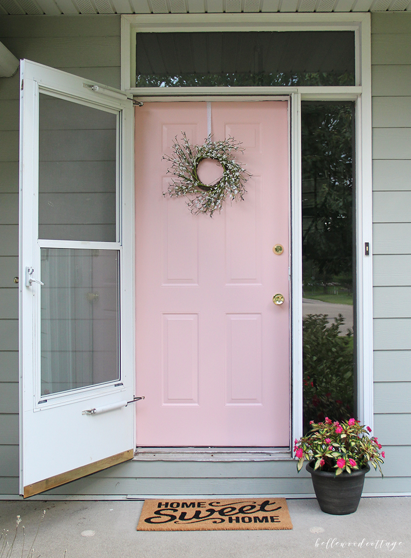 Pink Front Door - Reveal - Bellewood Cottage