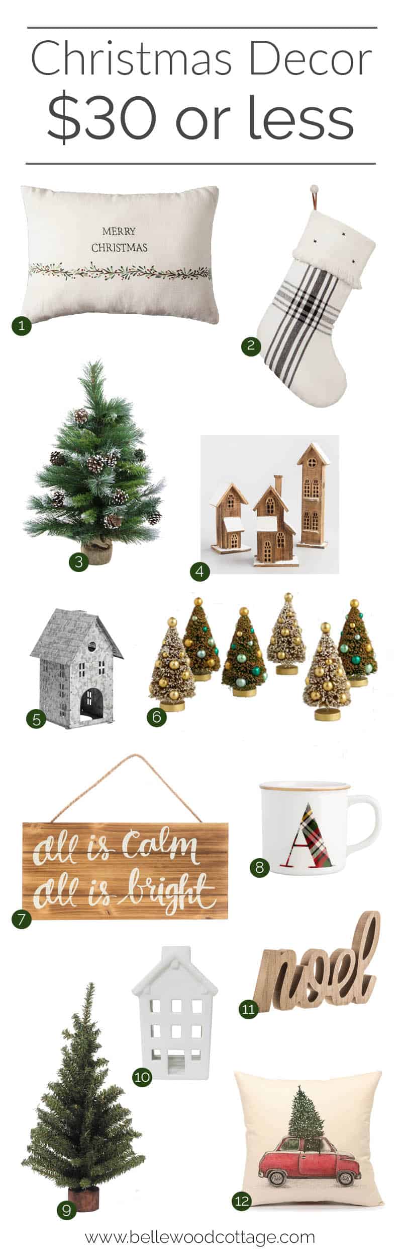 Deck the halls with this round up of budget friendly Christmas decor! Everything is $30 or less, making it easy to stay on budget this holiday season.