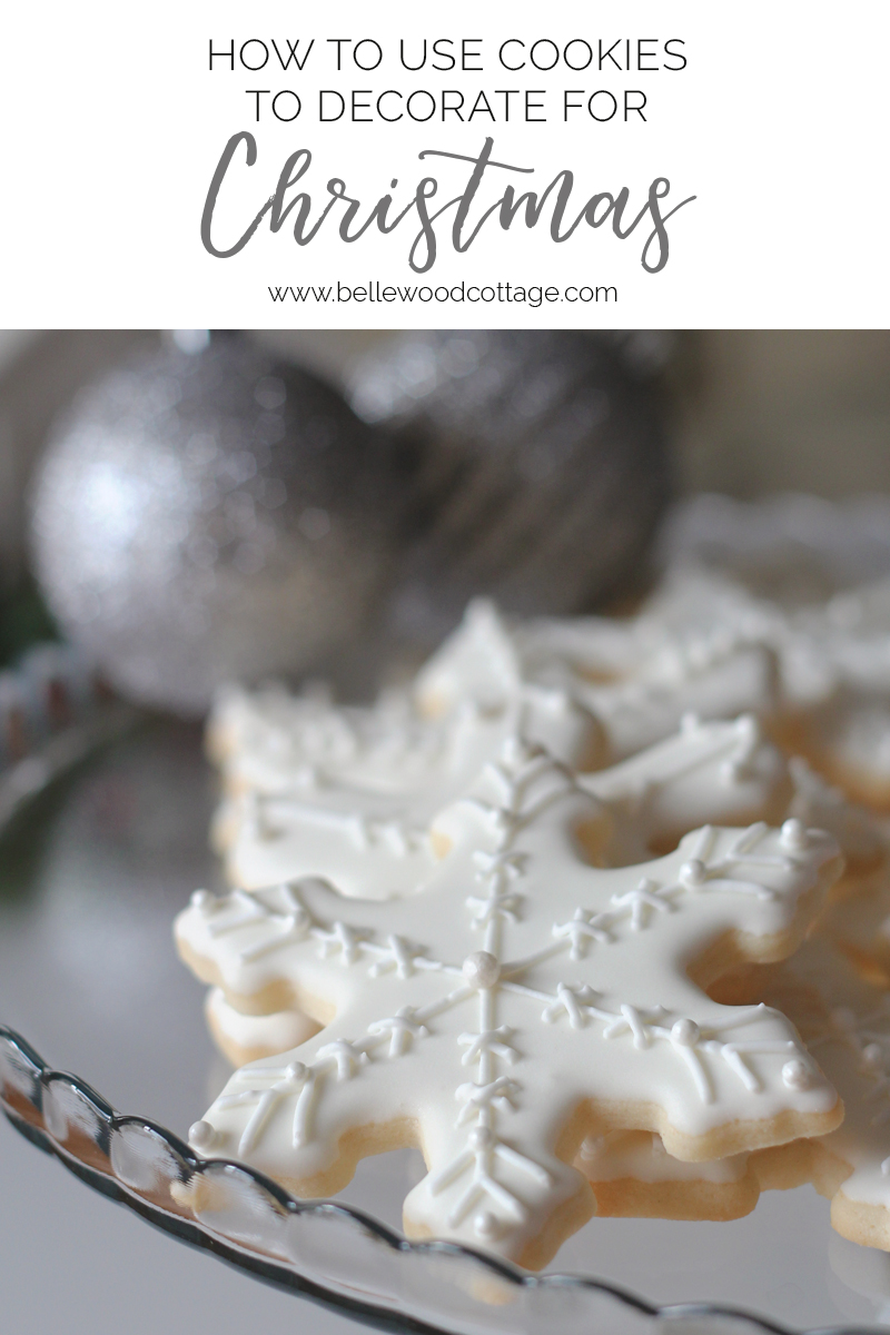 Much like a gingerbread house, sugar cookies decorated with royal icing can become a festive part of your Christmas decor. From Bellewood Cottage.