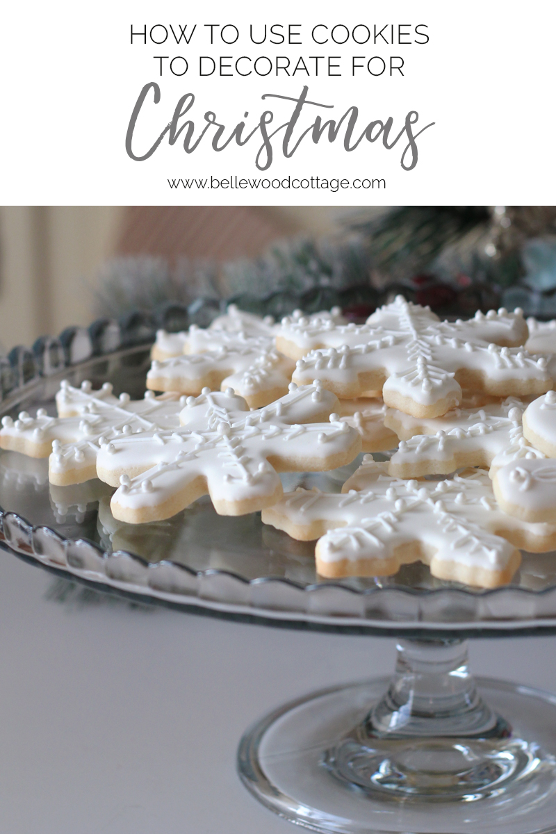 Much like a gingerbread house, sugar cookies decorated with royal icing can become a festive part of your Christmas decor. From Bellewood Cottage.