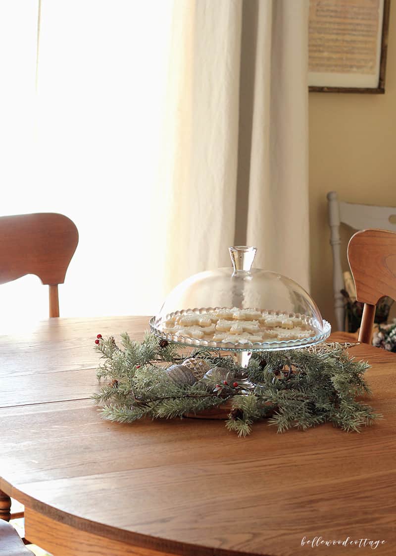 Much like a gingerbread house, sugar cookies decorated with royal icing can become a festive part of your Christmas decor. From Bellewood Cottage.