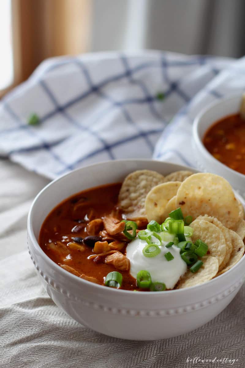 This chicken enchilada soup is everything comfort food should be. It's easy to make (like, do you own a can-opener easy), quick enough for weeknights, and full of rich flavor and spice. It's YUM. Make it todaaaay.