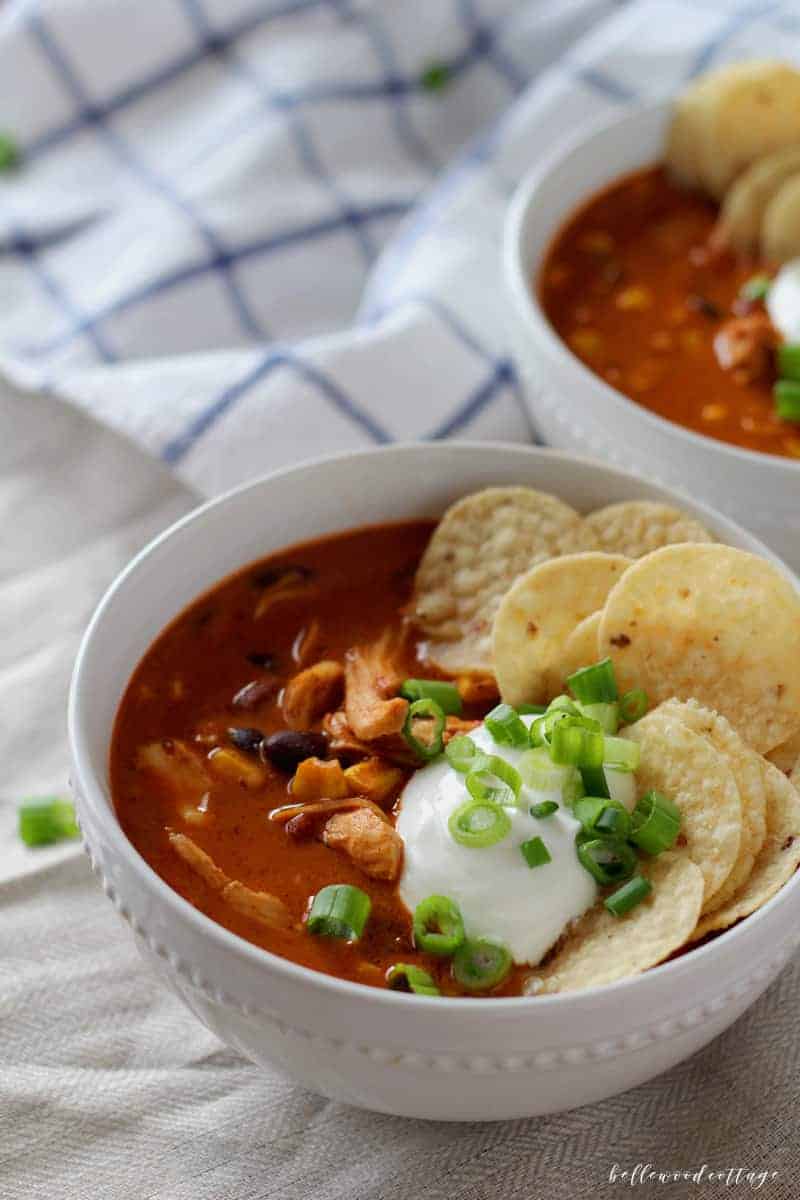 This chicken enchilada soup is everything comfort food should be. It's easy to make (like, do you own a can-opener easy), quick enough for weeknights, and full of rich flavor and spice. It's YUM. Make it todaaaay.