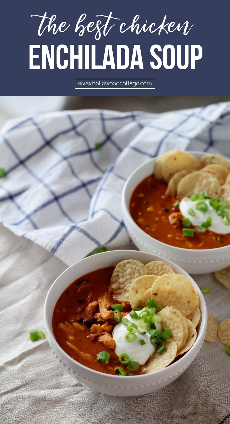 This chicken enchilada soup is everything comfort food should be. It's easy to make (like, do you own a can-opener easy), quick enough for weeknights, and full of rich flavor and spice. It's YUM. Make it todaaaay.