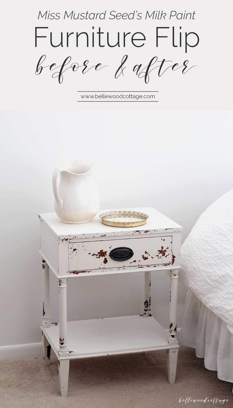 If you have ever been curious about trying milk paint, head on over to Bellewood Cottage where I'm sharing my latest milk paint before and after. I used Miss Mustard Seed's Milk Paint to transform an antique nightstand into a character-filled chippy piece and I couldn't love it more!