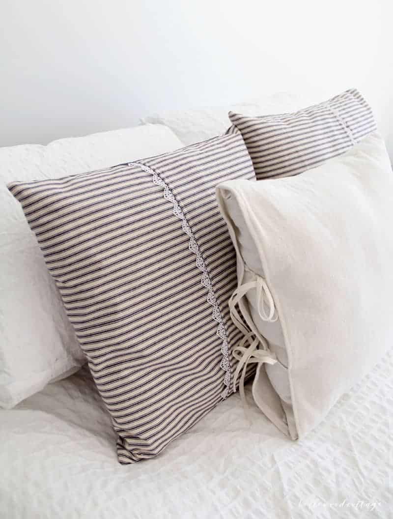 Farmhouse Inspired Ticking Pillow Covers