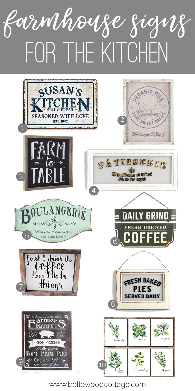 Farmhouse Style Kitchen Wall Decor Bellewood Cottage