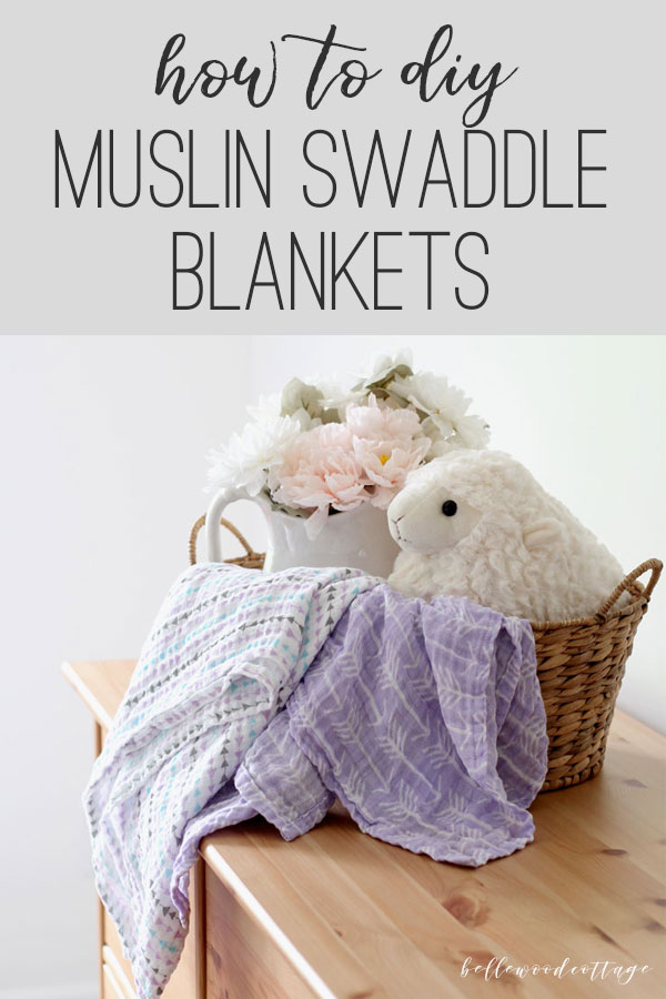 DIY muslin swaddle blankets in a woven basket.