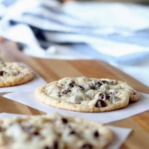Wanna bake chewy cookies that stay chewy? Yeah, me too. That's why I'm sharing my quick & easy recipe for the best jumbo chewy chocolate chip cookies.