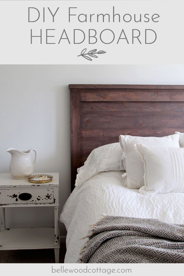 Join me at Bellewood Cottage to learn how to create your own DIY rustic headboard with simple (and inexpensive!) pine boards and milk paint. #BellewoodCottage #diyheadboard #milkpaint #farmhousestyle