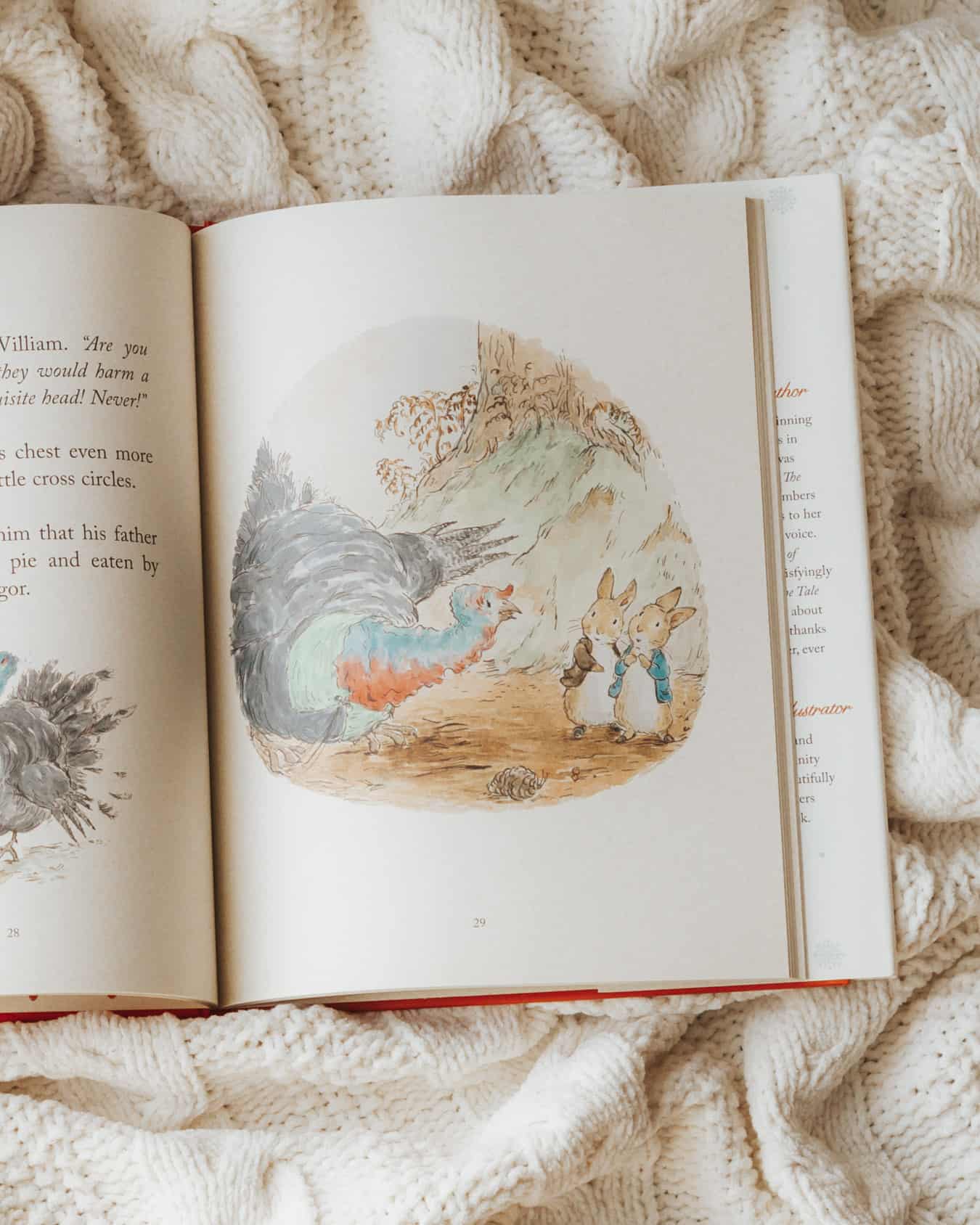 The interior pages of a Peter Rabbit book by Emma Thompson.