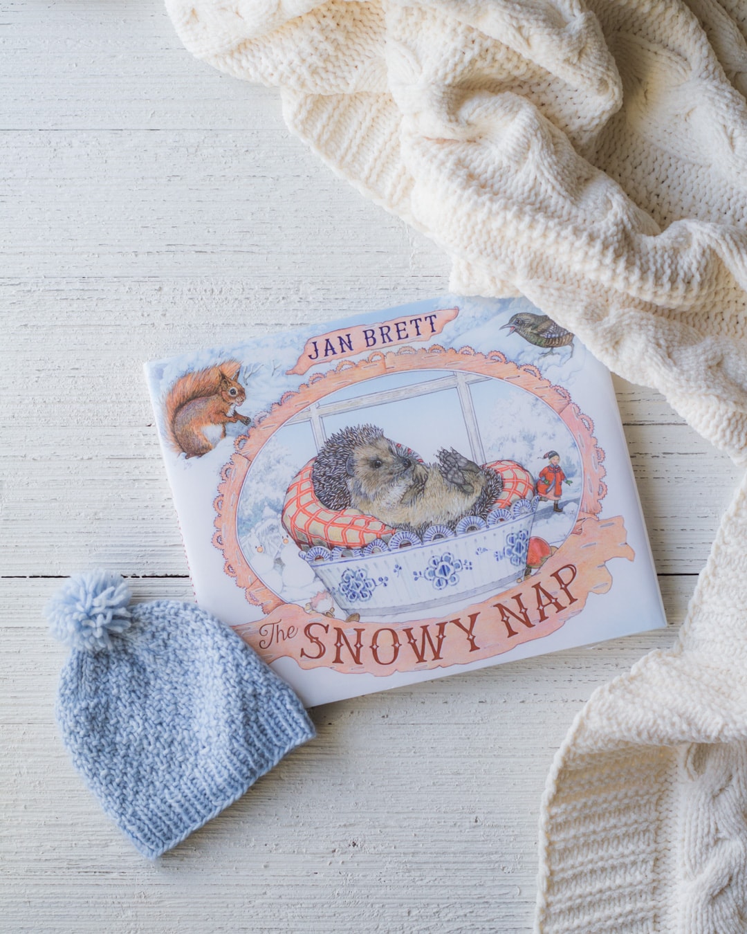 The Snowy Nap book on a wooden surface.