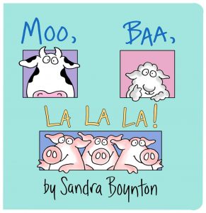 Moo, Baa, La La La book cover.