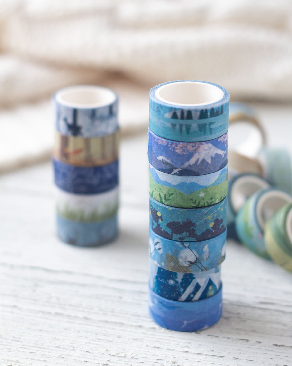 Knaid Vintage Floral Washi Tape Set, 12 Rolls of Decorative Solid Colo