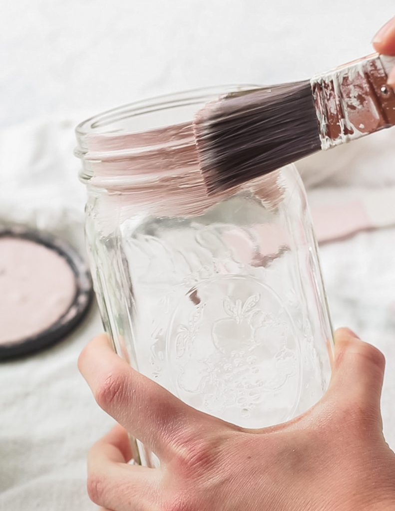 Painting on a glass mason jar.