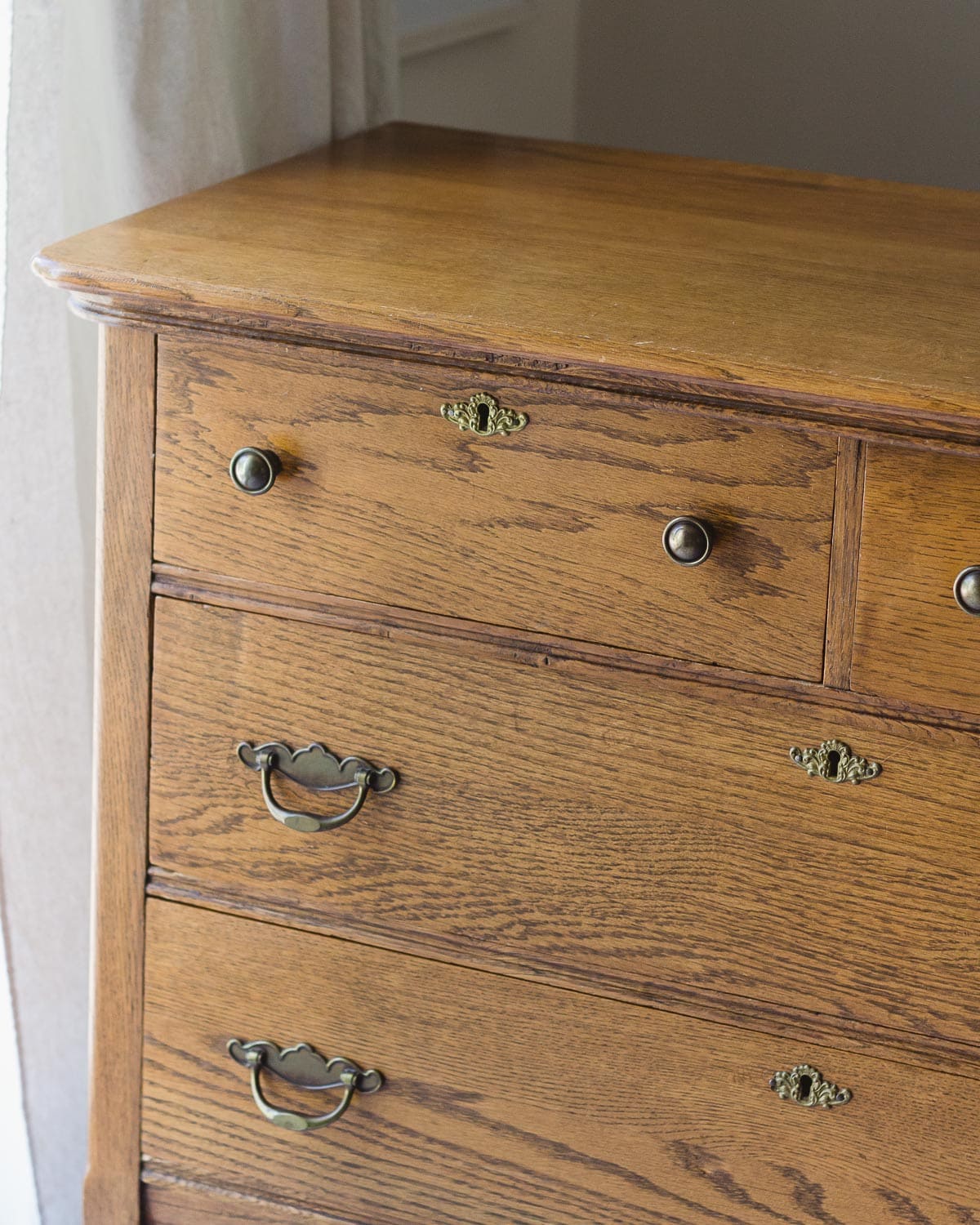 A vintage oak dresser.