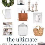 A collage of farmhouse home décor with the words, "The Ultimate Farmhouse Gift Guide with Stocking Stuffer Ideas".