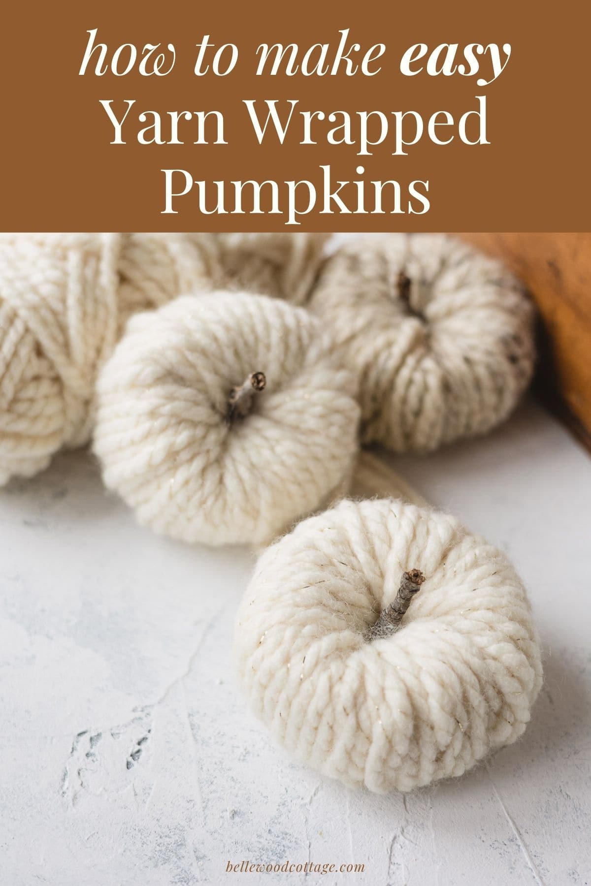 Easy DIY Chunky Knit Yarn Covered Pumpkins to Make - Noting Grace