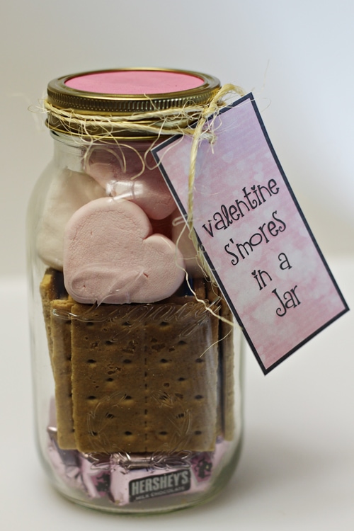 A s'mores kit in a mason jar.