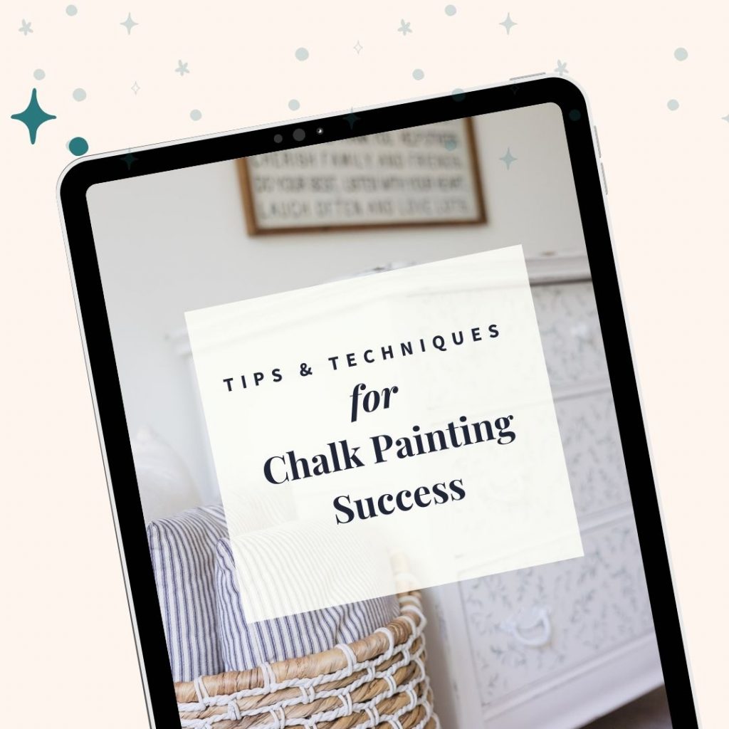 A tablet with a blog post title reading, "Tips & Techniques for Chalk Painting Success".