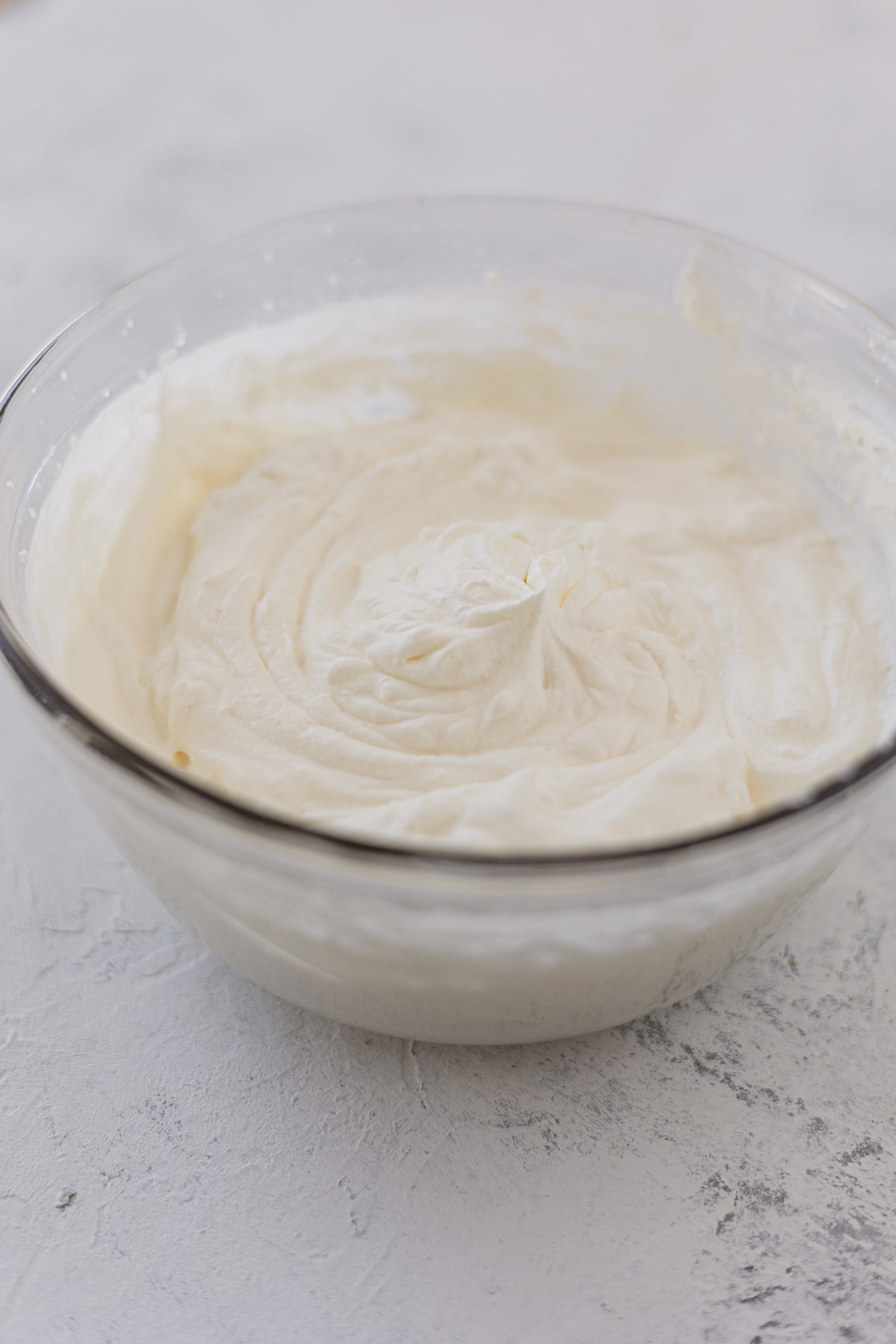 A bowl of homemade whipped cream.