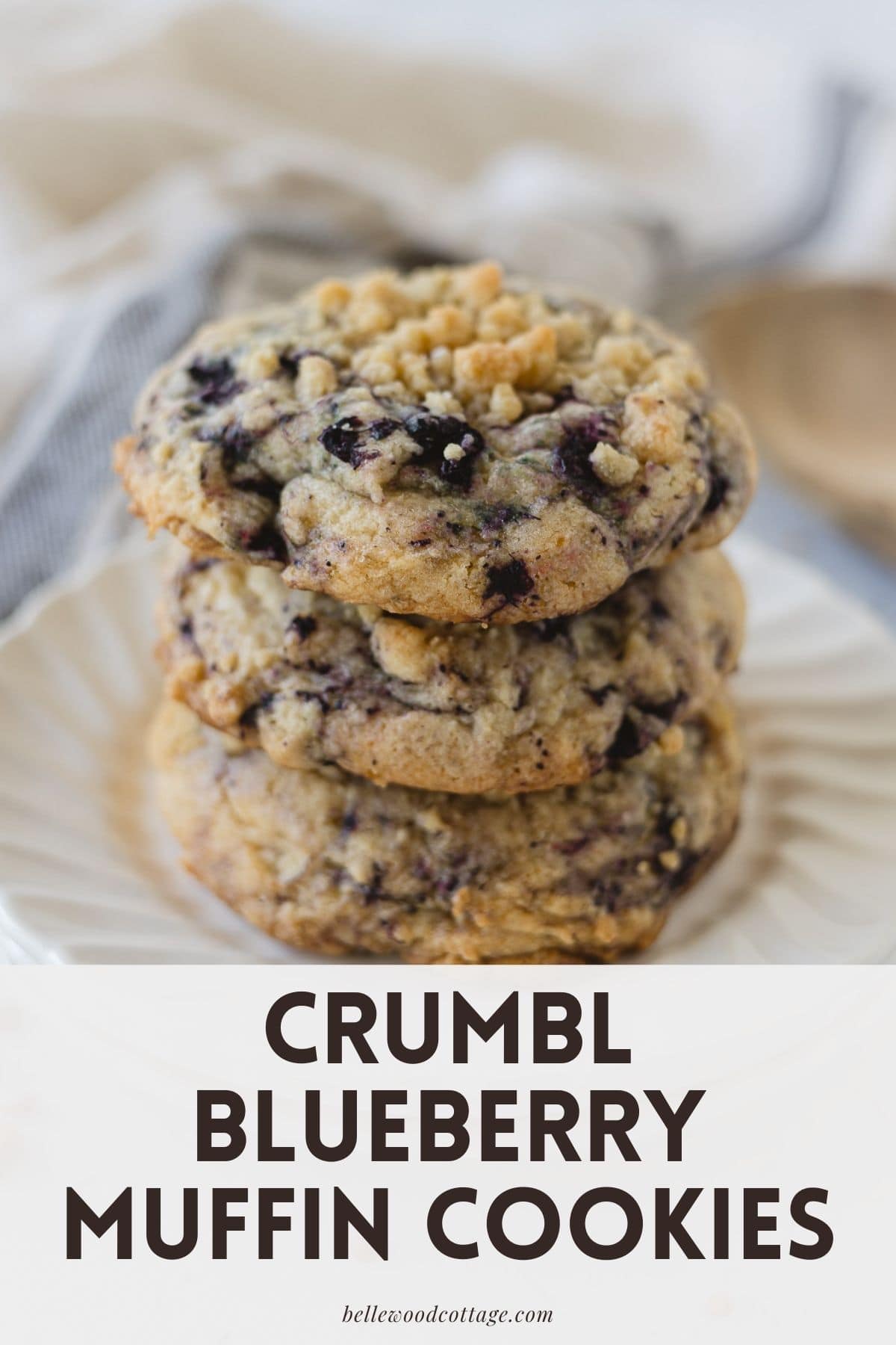 Blueberry Muffin Cookies with the words, "Crumbl Blueberry Muffin Cookies".