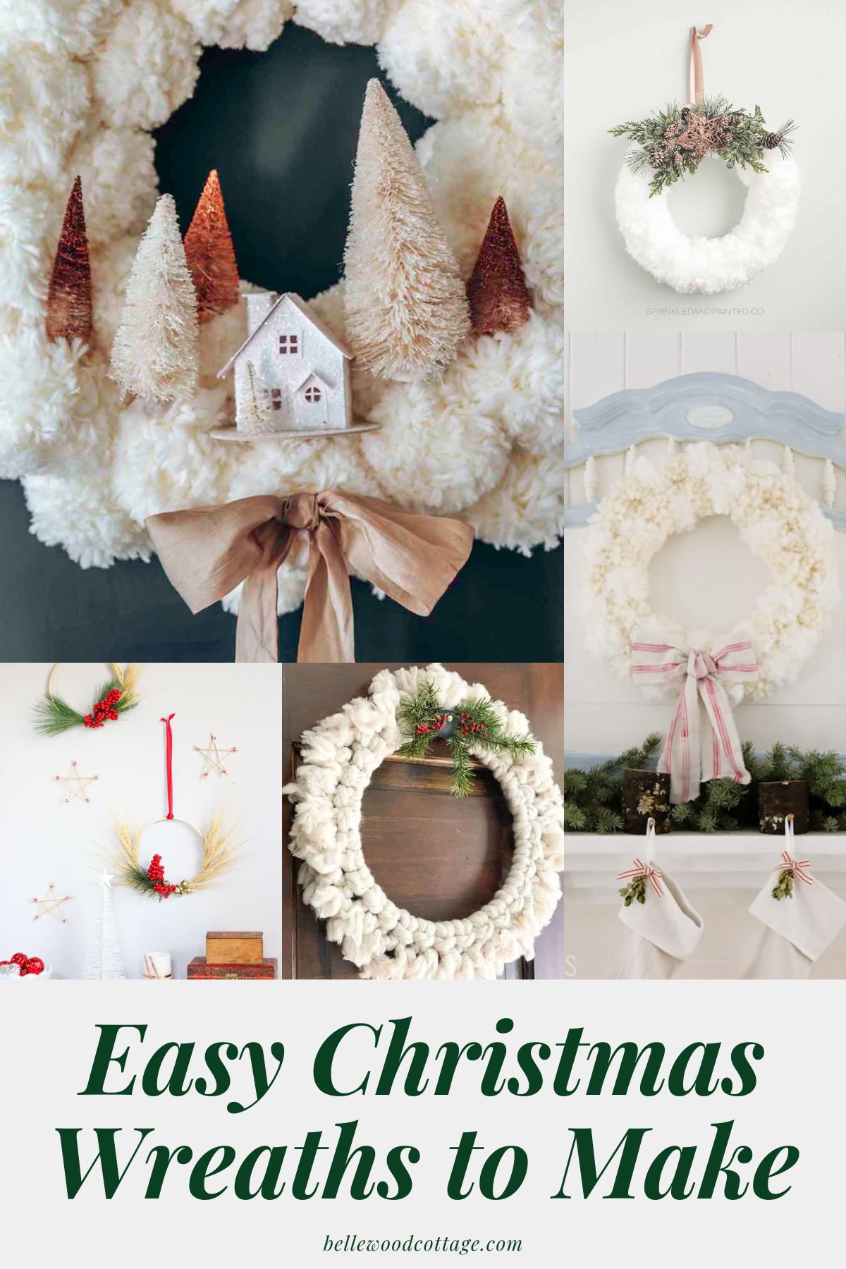 A collage of festive Christmas wreaths with the words, "Easy Christmas Wreaths to Make".