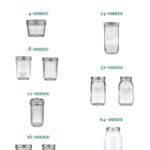 A selection of mason jar sizes labeled: 4-ounce, 8-ounce, 12-ounce, 16-ounce, 24-ounce, 32-ounce, with the words, "Mason Jar Sizes".