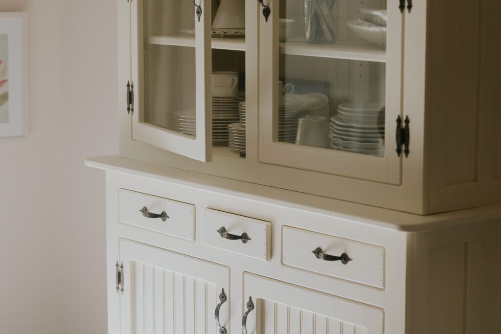 A white chalk painted hutch.